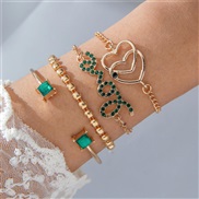 (258 9 gold) fashion samll diamond imitate gem bracelet set  personality snake love bracelet set woman