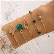 (24571 gold) fashion samll diamond imitate gem bracelet set  personality snake love bracelet set woman