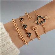 (2586  gold) fashion samll diamond imitate gem bracelet set  personality snake love bracelet set woman