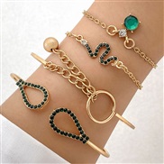 (25197 gold) fashion samll diamond imitate gem bracelet set  personality snake love bracelet set woman