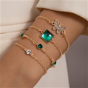 (24386 gold) fashion samll diamond imitate gem bracelet set  personality snake love bracelet set woman