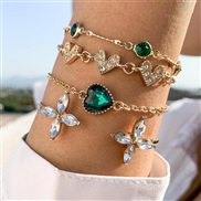 (25777 gold) fashion samll diamond imitate gem bracelet set  personality snake love bracelet set woman