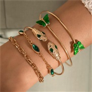 (25737 gold) fashion samll diamond imitate gem bracelet set  personality snake love bracelet set woman