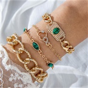 (25127 gold) fashion samll diamond imitate gem bracelet set  personality snake love bracelet set woman