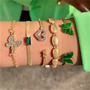 (25776 gold) fashion samll diamond imitate gem bracelet set  personality snake love bracelet set woman