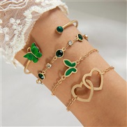 (25868 green) fashion samll diamond imitate gem bracelet set  personality snake love bracelet set woman