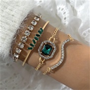 (25892 gold) fashion samll diamond imitate gem bracelet set  personality snake love bracelet set woman