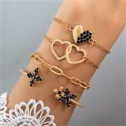 (25845 gold) fashion samll diamond imitate gem bracelet set  personality snake love bracelet set woman