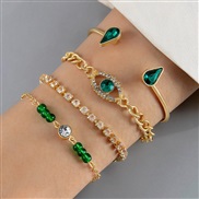 (261 8 gold) fashion samll diamond imitate gem bracelet set  personality snake love bracelet set woman