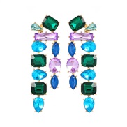 ( Green bluecolor )earrings occidental style earrings colorful diamond Earring lady wind fully-jewelled exaggerating ea