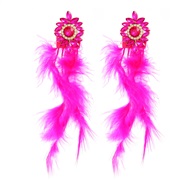 ( rose Red)spring feather earrings occidental style Earring woman Bohemia ethnic style exaggerating