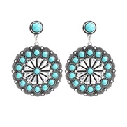 (Cyan ) occidental style earrings woman Alloy imitate turquoise flowers earring Bohemia ethnic styleearrings