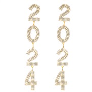 ( Gold) digit earrings occidental style exaggerating earring lady trend fully-jewelled brideearrings