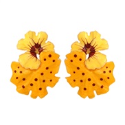 ( yellow)occidental style wind enamel leaves flowers earrings exaggerating flowers Leaf ear stud Earring woman