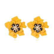 ( yellow)occidental style spring flowers earrings personality exaggerating high Alloy diamond enamel flowers earring wo