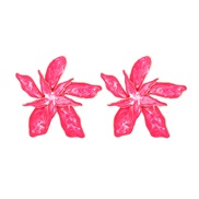 ( rose Red)occidental style spring exaggerating Alloy enamel flowers earrings personality super flowers earring