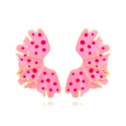 ( Pink)occidental style exaggerating enamel leaves earrings personality creative Leaf ear stud woman
