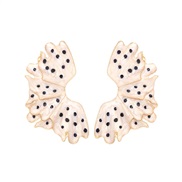( white)occidental style exaggerating enamel leaves earrings personality creative Leaf ear stud woman