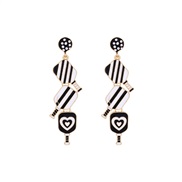 ( black)occidental style multilayer Alloy enamel love earrings love earring long style Earring woman