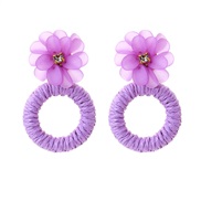 (purple)I wind handmade weave resin flowers earrings occidental style circle circle flowers earring Earring woman