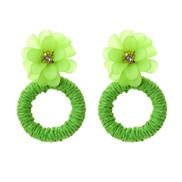 ( green)I wind handmade weave resin flowers earrings occidental style circle circle flowers earring Earring woman