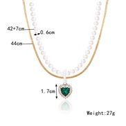 (N22 9 5 green peach heart  )Pearl high gift necklace woman  Pearl necklace spring summer