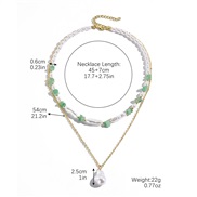 (N24 1 5 green ) new spring summer style occidental style necklace gravel Double layer highins  Pearl necklace