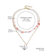 (N24 1 6 ) new spring summer style occidental style necklace gravel Double layer highins  Pearl necklace