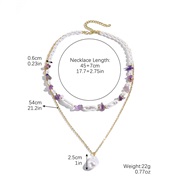 (N24 1 7 ) new spring summer style occidental style necklace gravel Double layer highins  Pearl necklace