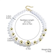 (N2312 16  Gold+Pearl ) exaggerating big beadsins beads necklace woman  punk wind Acrylic beads necklace