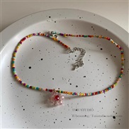 (X 129 2)Korean style retro wind candy color beads necklace daisy sweet flowers temperament clavicle chain