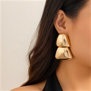 ( 1  Gold 3138)occidental style fashion Metal surface ear stud woman retro all-Purpose geometry Earringearrings