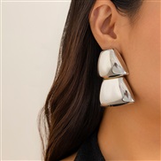 ( 1  White k 3138)occidental style fashion Metal surface ear stud woman retro all-Purpose geometry Earringearrings