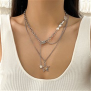 ( 8  White k 49  )occidental style wind pendant necklace temperament beads imitate Pearl Metal chain