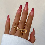 ( 1Ligh gold   72 )occidental style exaggerating Metal textured surface butterfly ring woman brief bow DoubleRing