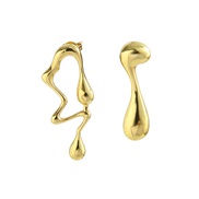 ( 4  Gold 3162)occidental style geometry wind Metal ear studearrings drop earrings