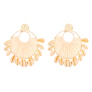 ( Beige)E occidental style weave sector Shells earrings  summer sweet wind Earring