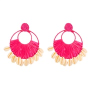 ( rose Red)E occidental style weave sector Shells earrings  summer sweet wind Earring