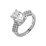 (2)Rins wind silver color zircon ring woman  samll opening ring