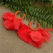 ( Orange)occidental style Bohemian style Cloth tassel earrings  fashion exaggerating beads Earring
