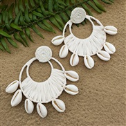 ( white) earrings  occidental style fashion exaggerating handmade weave multilayer Shells tassel Earring