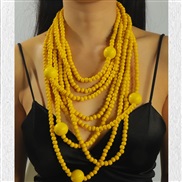 ( yellow)occidental style exaggerating personality atmospheric Round multilayer pendant clavicle chain fashion all-Purp