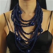 ( Dark blue)occidental style exaggerating personality atmospheric Round multilayer pendant clavicle chain fashion all-P