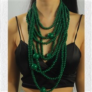 ( green)occidental style exaggerating personality atmospheric Round multilayer pendant clavicle chain fashion all-Purpo