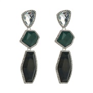 ( green)occidental style retro exaggerating Alloy resin glass diamond earrings woman long style multilayer Irregular te