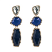 ( blue)occidental style retro exaggerating Alloy resin glass diamond earrings woman long style multilayer Irregular tem
