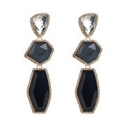 ( black)occidental style retro exaggerating Alloy resin glass diamond earrings woman long style multilayer Irregular te