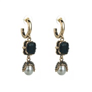 (Pearl )occidental style retro palace wind Five-pointed star silver earrings temperament high medium gold diamond Pearl