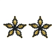 ( black)occidental style super Five-pointed star Alloy diamond trend silver earrings temperament high all-Purpose Earrin