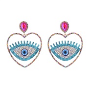 ( blue)occidental style fashion colorful diamond series earrings woman exaggerating Alloy diamond love eyes